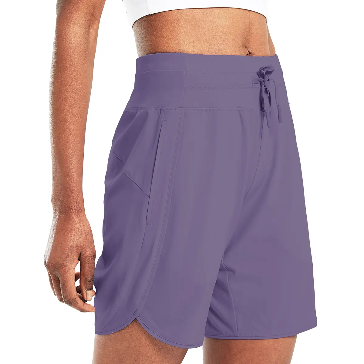 baleaf 2025 Women's  5''/7'' Athletic Long Running Shorts with Zipper Pocket High Waistband Quick Dry Bermuda Shorts for Gym Hiking and Workout SummerVibes