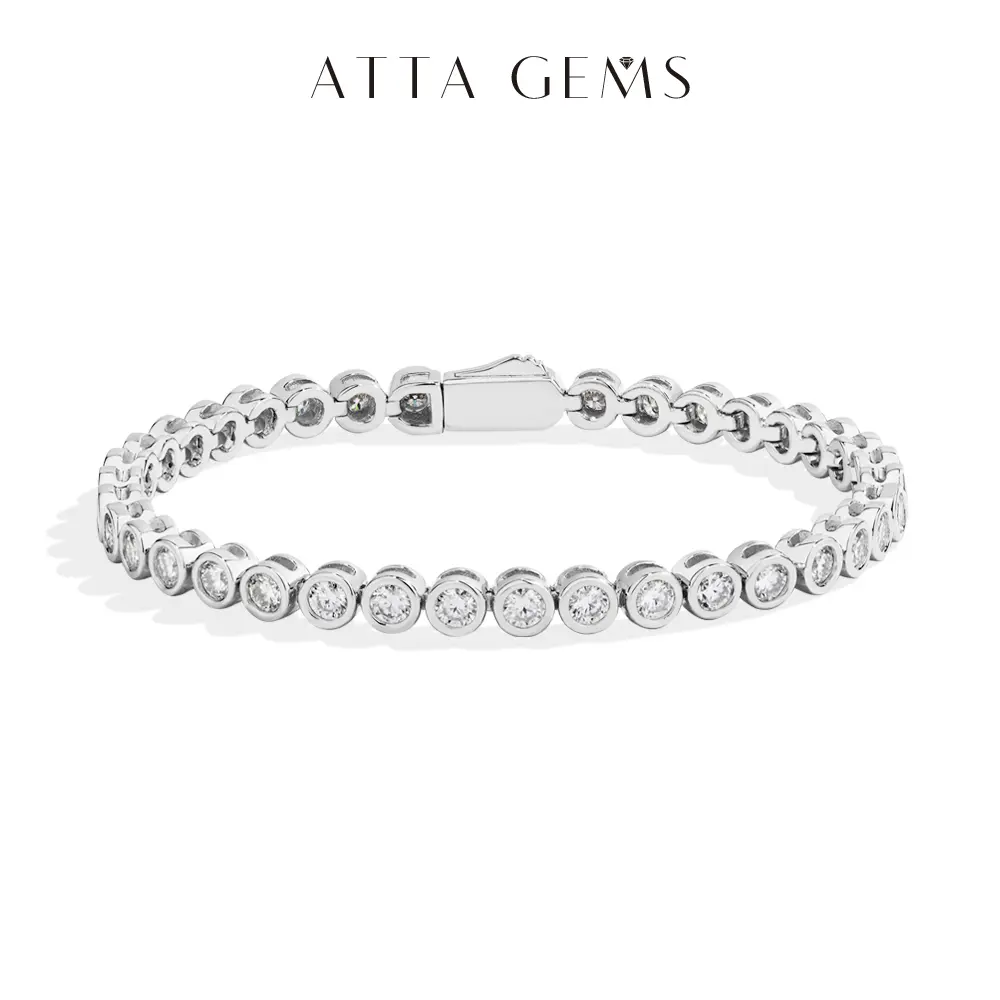ATTAGEMS Round Cut 3.0MM bubble Tennis Bracelet Lab-Created Moissanite for Women 925 Sterling Silver Sparkling Bracelets Fine Jewelry Travel Party Gift  B051, Party Wear, Sparkling Look