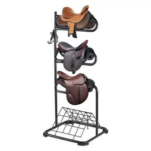 VEVOR Freestanding Saddle Stand,  , 30 x 30 x 68.5 in, 3 Tiers Saddle Rack, Heavy Duty Saddle Blanket Holder with Removable & Rotating Tiers, English & Western Saddle Rack for Tack Room Organization