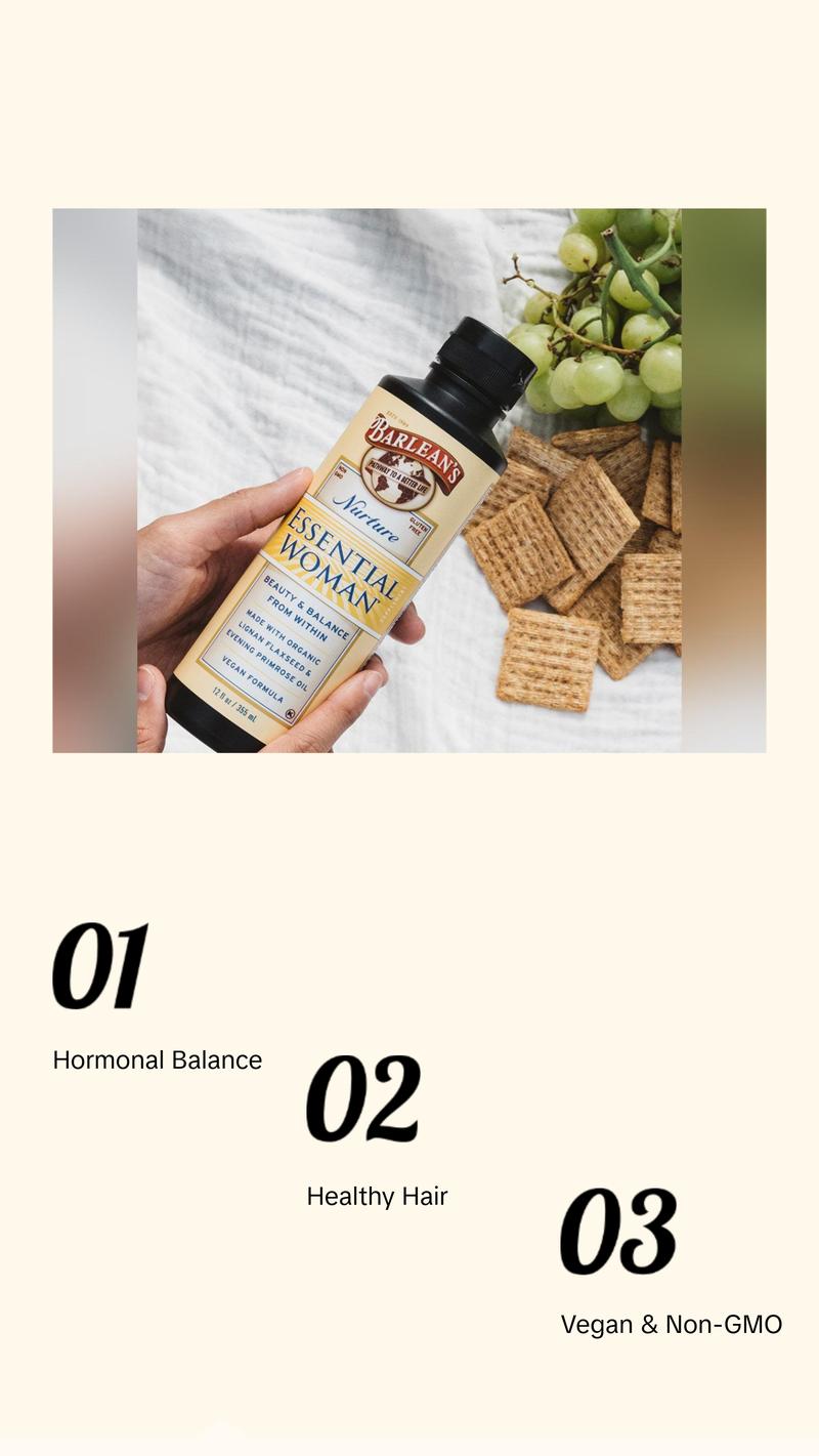 Barlean's Organic Oils Essential Woman Hormonal & Beauty Support Barlean's Organic Oils Essential Woman Hormonal & Beauty Support