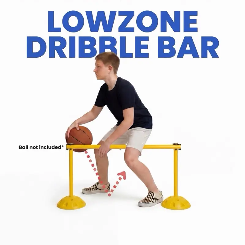Lowzone Dribble Bar -  Indoor/Outdoor Gear for Elite Ball Handling, Low Dribble Crossover Training, Adjustable Height Basketball Training Equipment for Serious Players, Height Adjust, Single Bar, Skill Boost