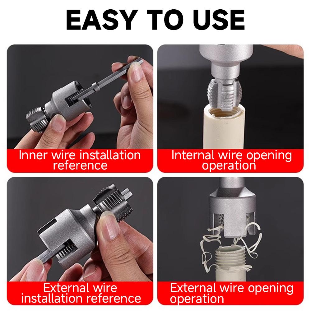2pcs 1/2 inch 3/4 inch PVC Thread Cutting Tool Inner & Outer Pipe Threading Tools Dual Function Electric Drill Compatible PVC Plastic Pipe Threading Machine Kit for Home Repair Precision Carbon Steel NPT Pipe Tap Set external pipe high speed