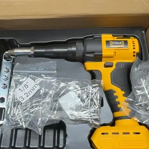 Cordless Electric Pop Rivet Gun Compatible with Dewalt 20V Battery (NO Battery!!), 3 Size (1/8", 5/32", 3/16") Aluminum Rivets, with Kit Nose Piece Hardware Tools Industrial Metal backtoschool