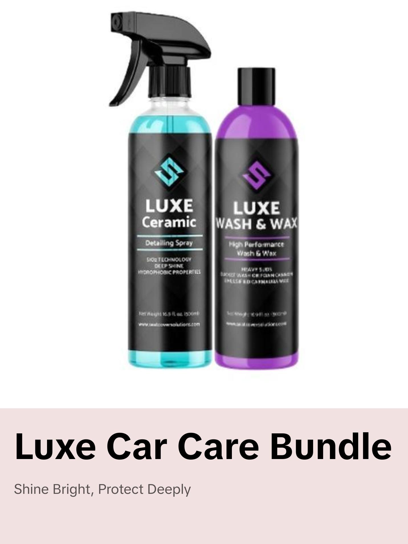 LUXE Exterior Shine Bundle - LUXE Wash & Wax + LUXE Ceramic Quick Detailer - Cleans and shines your cars exterior - 2 16.9oz bottles