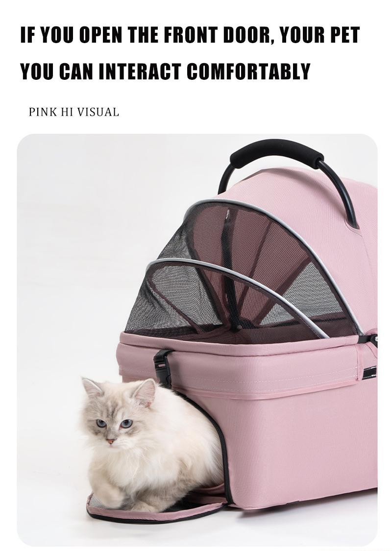Pawzseek Pet Stroller for Cats and Dogs - Foldable Outdoor Animal Carrier with Sun-Rain Cover, Breathable Mesh Panel, Storage Bag self heating bed