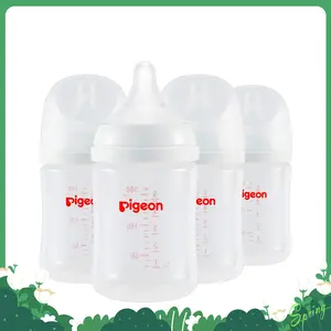 Happy Christmas Pigeon PP Nursing Bottle Wide Neck, Anti-Colic, Streamlined Body, Natural Feel, Easy to Clean, 5.4 Oz (Pack of 4), Includes 4pcs SS Nipples (0m+) baby registry essential