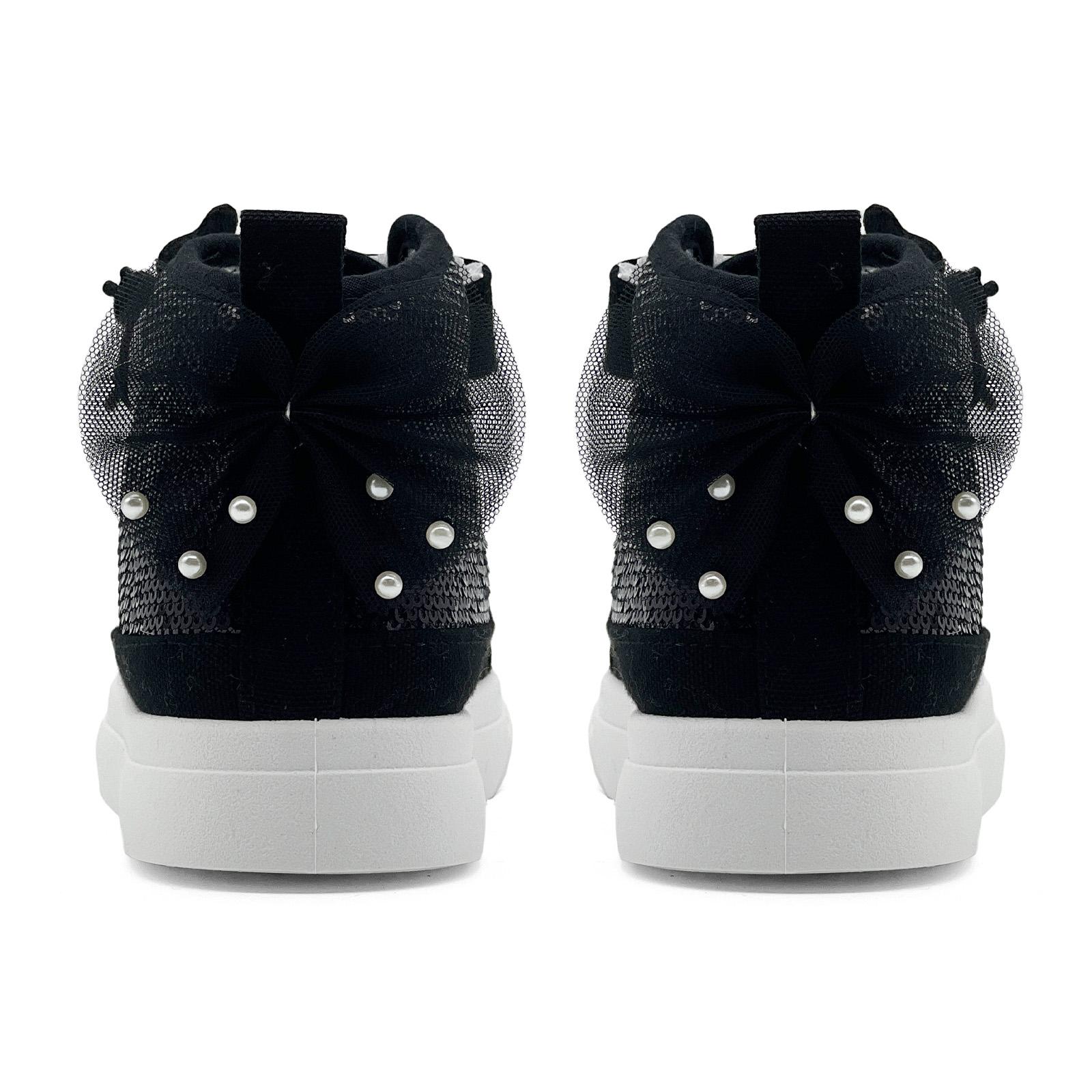 rosyclo Kids' High Top Canvas Casual Trainer Shoes, Trendy Sparkle Sequins Bow & Butterfly Design Sneakers for Toddler Boys & Girls, Sports Footwear for Running & Walking, Trendy High Top