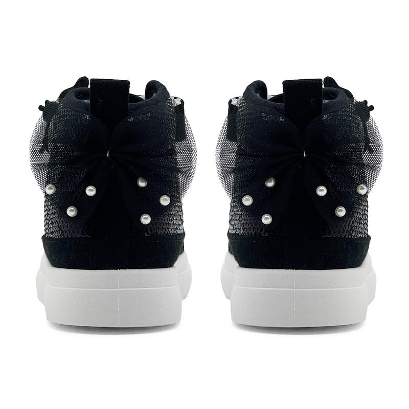 Toddler Sneakers for Girls Boys Canvas High Top Kids Fashion Sparkle Sequins Bow Shoes Running Walking Casual Shoes with Cute Sparkling Butterfly Design