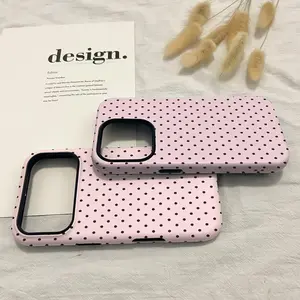 1 pc Cute Polka Dot Design Phone Case, Fits iPhone & Samsung Models, Stylish Protection for Daily Use, Perfect Gift Idea Compatible with iphone 17 pro case 16 max plus air 15 14 13 & For Samsung Galaxy S25 S24 Ultra Galaxy A15 A16 5G