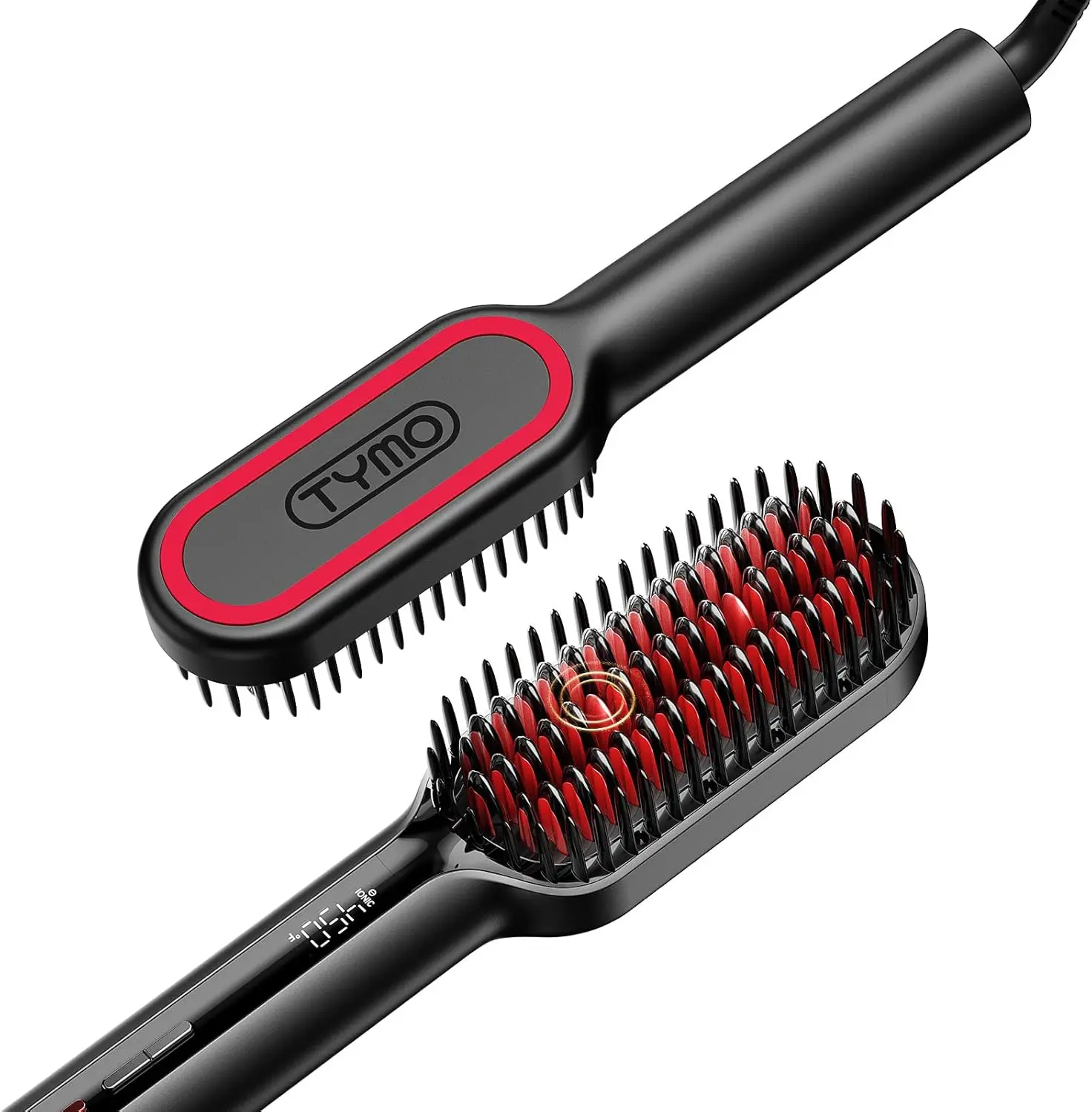 TYMO Hair Straightener Brush, Upgraded Ionic Compact Straightening Brush for Women, Wave-Design Bristles, Fast Smooth Styling, Lightweight Hot Comb & Travel Flat Iron, Daily Hair Tool