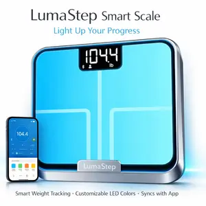 Smart Scale for Body Weight, BMI, Body Fat, Luma Step Muscle Mass, Bluetooth Wi-Fi Rechargeable Scale, RGB Lighting Color Changing Scale, Sync with Fitness App
