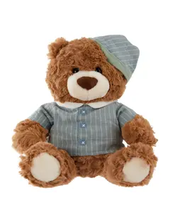 Gifft Bear Retro Series - Overalls Denim Sitting Bear Plush, American Vintage Style Stuffed Animal, Collectible Birthday Gift for Boyfriend/Girlfriend Kids Summer Vibes