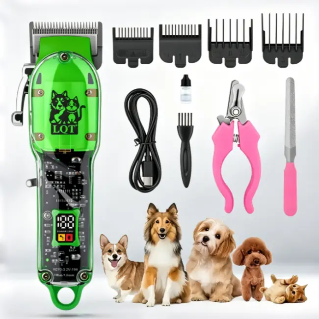 LQT Rechargeable LCD Display Pet Hair Trimmer Full Kit - USB Powered Daily Care Grooming Tools for Dogs & Cats, Gift for Pet Owners (Beauty & Personal Care Hair Trimmers & Clippers)