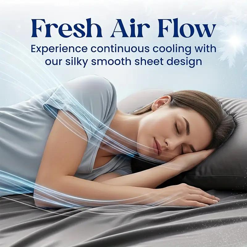 Cooling Sheets - Extra Deep Pocket Bed Sheet Set - Twin Full Queen King Sizes - Breathable Cooling Fabric - Hotel Soft Wrinkle Free - 4 Piece Complete Set - Secure Fit - Durable Easy Care