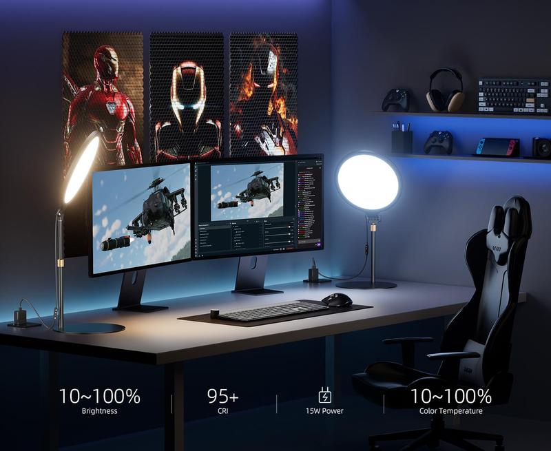 (Valentine's Gift) All-in-One Content Creator Kit: 10.5" Ring Light with Stand for Flawless Skin  | Includes Phone Clip & Adjustable Laptop Light | Perfect for Streaming, Podcasts, Meetings.