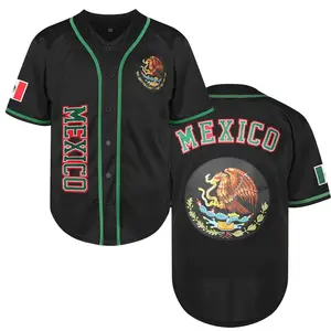 Mexican Pride Baseball Jersey for Men Eagle & FlagButton-Down Dia de la Independencia Edition Virgen de Guadalupe Inspired Authentic Mexican Baseball ShirtVintage Sports Uniform Breathable Christmas Eve giftsHoliday