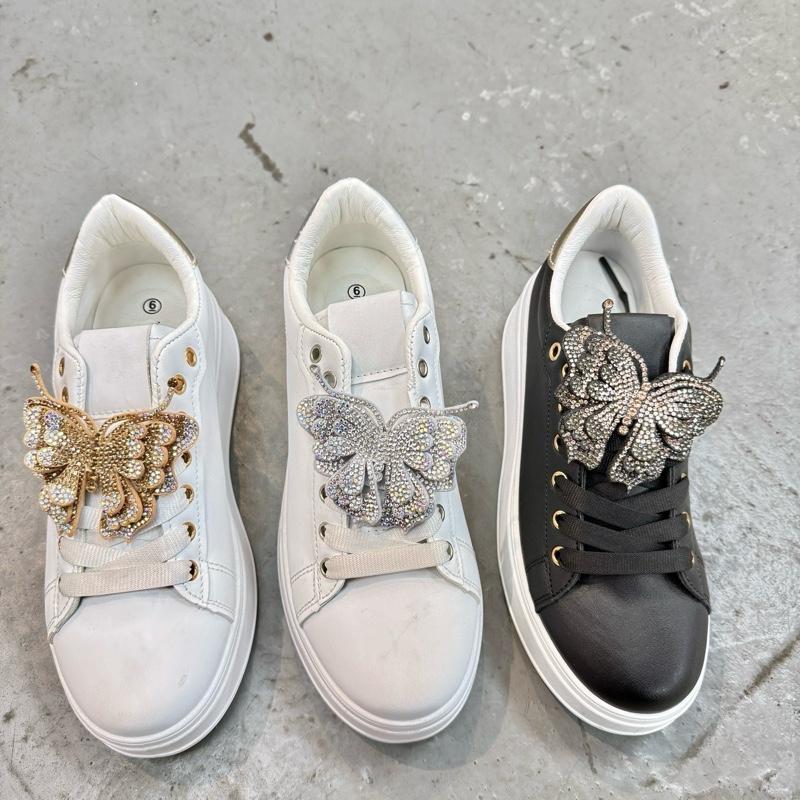 Women's Chunky Fashion Sneakers Platform Rhinestone Butterfly Casual Shoes for Everyday Wear
