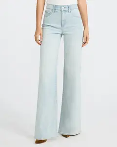 Express High Waisted Light Wash Relaxed Flare Jeans