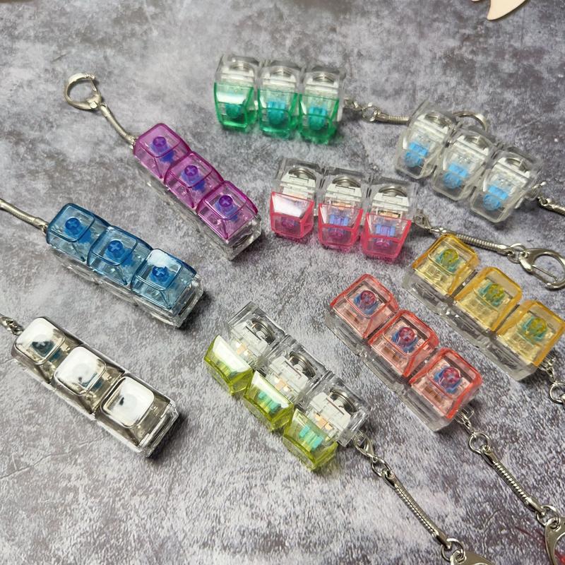 4PCS Keyboard Fidget Clicker Keychain Toy, Clear Mechanical Button Finger Fidget for ADHD, Anxiety & Autism, Addictive Stress Relief Desk Toy, Fun Gift for Friends, Teens & Adults