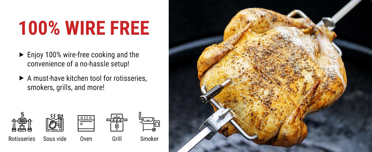 【Black Friday Pick】TempSpike Core Bluetooth Meat Thermometer – Base Single-Probe Model, Rechargeable, Waterproof, High Accuracy, Fast Readings, App Compatible, and Programmable Alarm Kitchen Home Utensils Stainless Steel