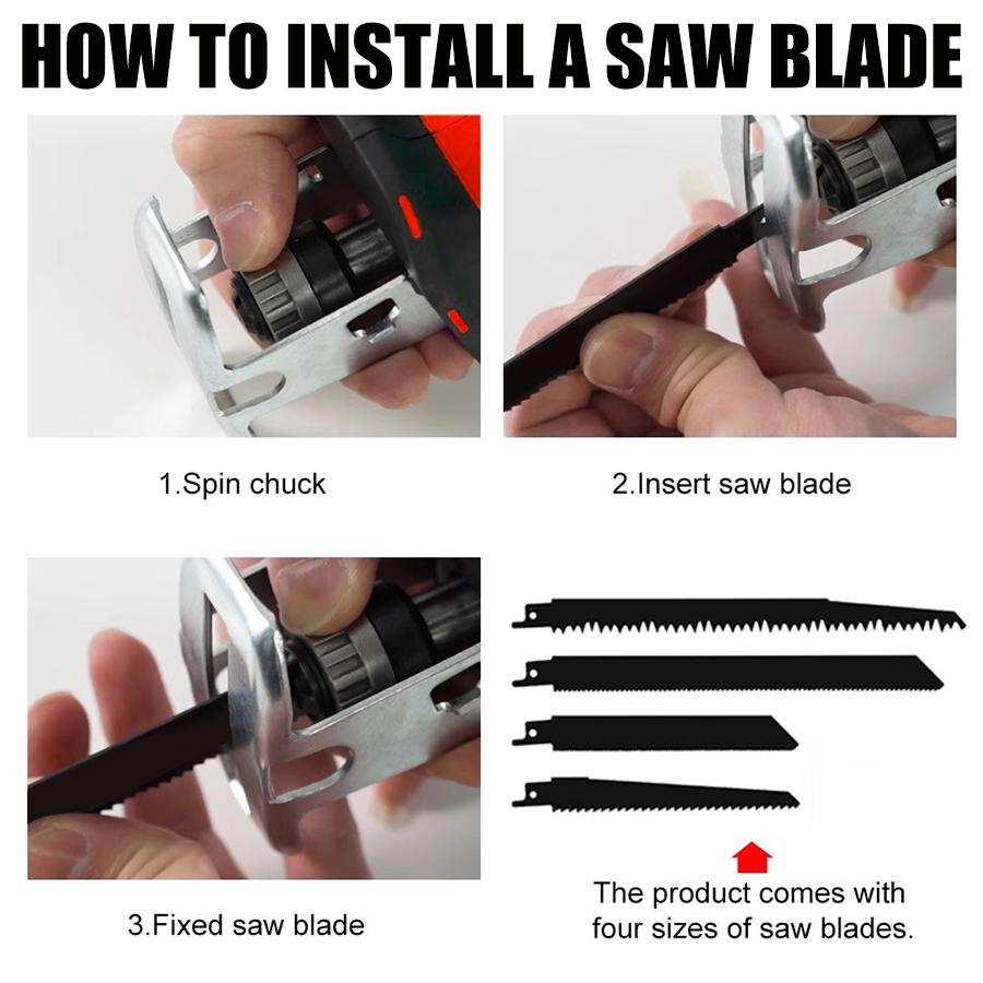 Reciprocating Saw for 36V Battery, 3 Variable Speed, Brushless Tool-Free Blade Change, 4 Saw Blades for Metal Wood PVC Cutting