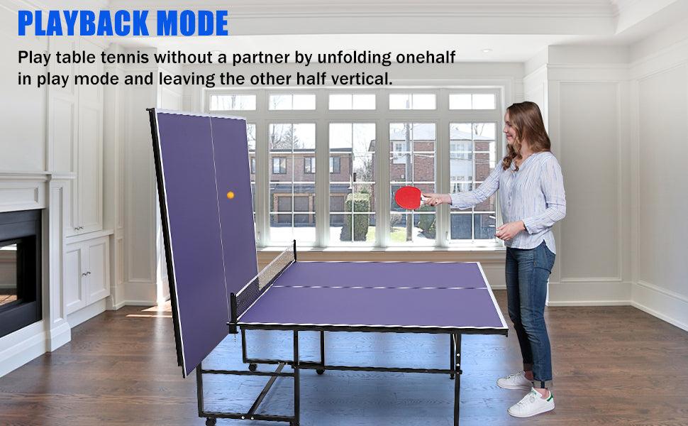 【GARVEE】Professional Outdoor Table Tennis Tables,6x3FT Indoor/Outdoor Portable Ping Pong Table Game with Net for Adults/Teens,2 Table Tennis Paddles and 3 Balls
