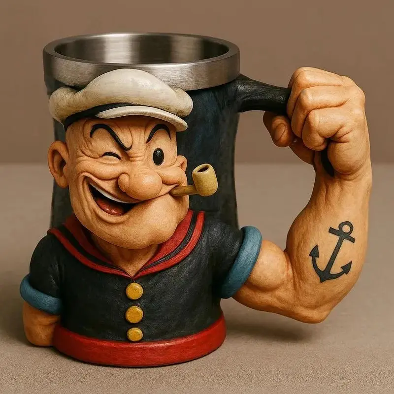 1pc New3D Popeye Power Mug  Home Coffee Resin Cup Desktop Ornament Gift Funny Cup