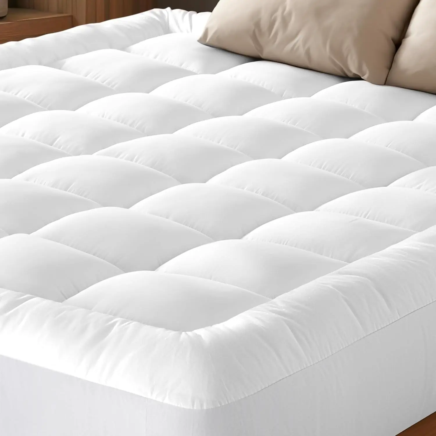 A Adios Cloud-Like Mattress Topper 4 Inch 10cm Extra Deep Quilted Top Mattress Pad for Back Pain Relief Ultra Soft Breathable Cooling Microfiber 360° Elastic Skirt Fit 8-21 Inch Mattresses Enhances Comfort Restful Sleep