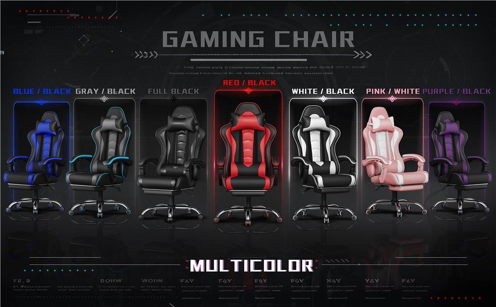 【Massage Function】Yaheetech Ergonomic Gaming Chair with Massage Lumbar Support and Footrest, Swivel Rolling Chair and Headrest,Pu leather Desk Chair Reclining tall gaming
