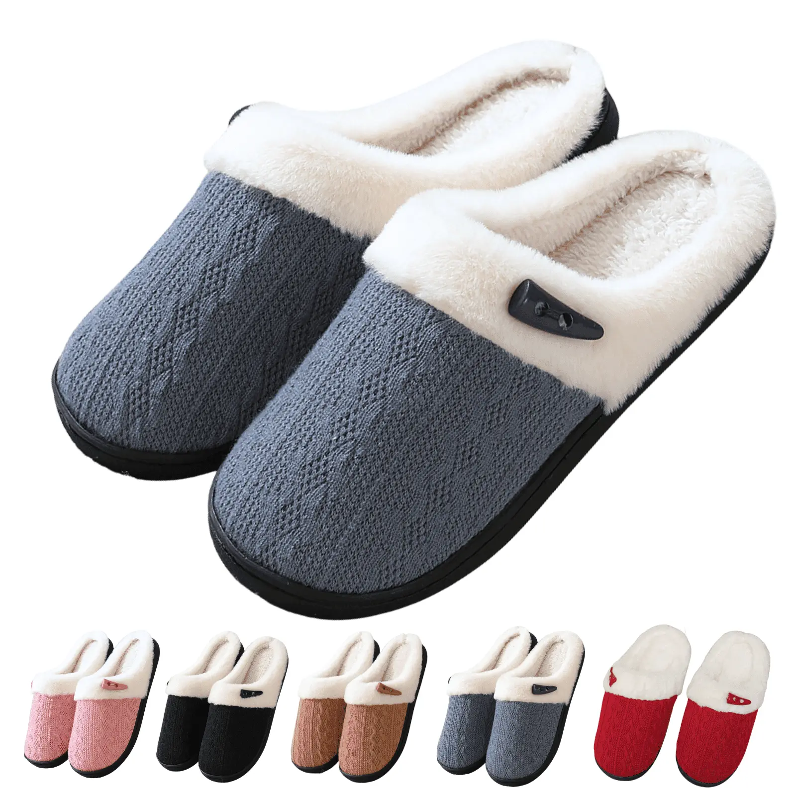 Men's Women's Slip-on Warm House Slippers With Horn Buckle Decoration Comfy  Plush Lining Fall Winter Indoor Shoes Cartoon Ghost Spooky Slippers for Halloween