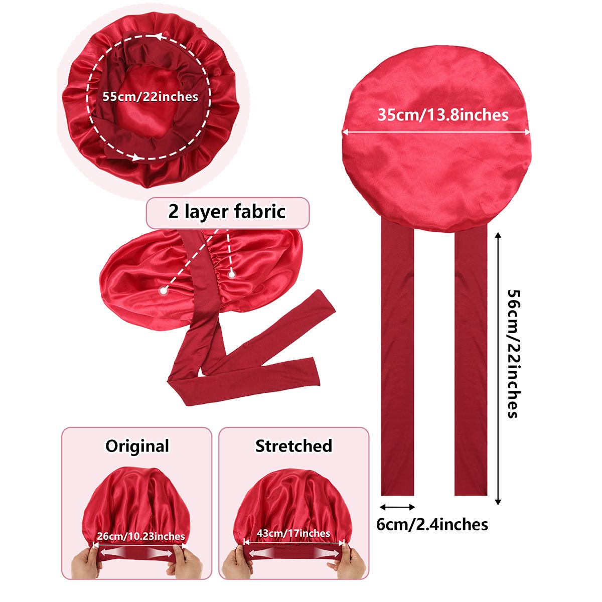 AWAYTR Fashion Satin Bonnet for Women Silk-Like Hair Bonnet with Wide Elastic Band Double Layer Night Cap for Curly Hair Wrap Haircare