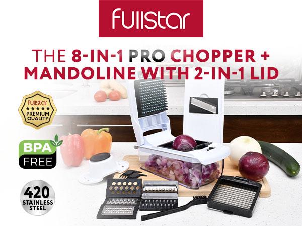 Fullstar Vegetable Chopper and Spiralizer - Food Chopper with Container, Fruit Slicer, Kitchen Gadgets & Accessories, Home Essentials (4 in 1, White) Dicer Dishwasher Safe Fullstar Vegetable Chopper and Spiralizer - Food Chopper with Container, Fruit Slicer, Kitchen Gadgets & Accessories, Home Essentials (4 in 1, White) Dicer Dishwasher Safe