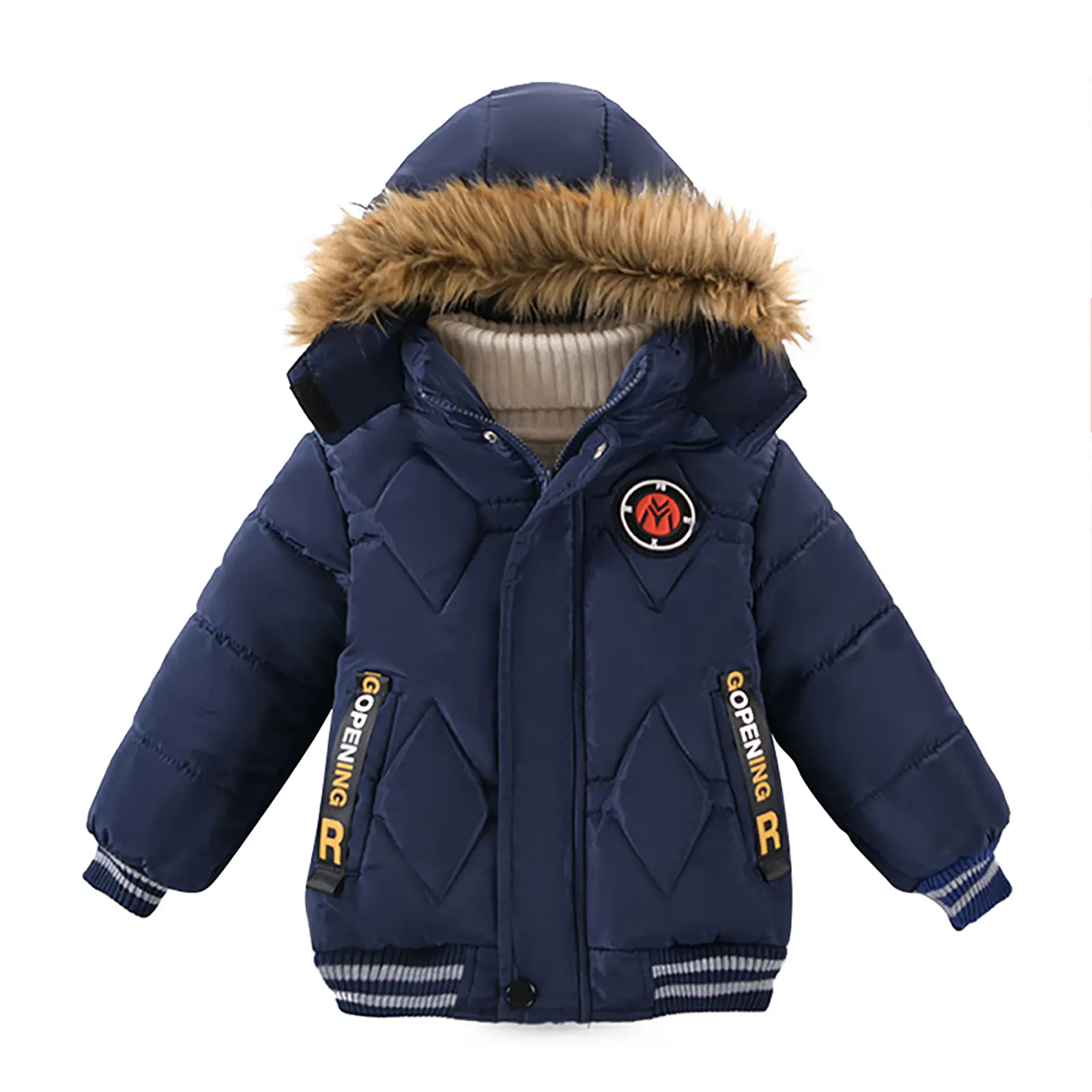 Meihuida Kids Boys Winter Thicken Hooded Jacket Warm Quilted Coat Toddler Casual Puffer Jacket Fall Winter 2-5 Years