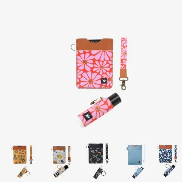 Thread Vertical Leather Wallet, Wristlet Keychain & Chapstick Holder Keychain 3-Piece Everyday Carry Bundle, Wallets For Women, Keychains For Women