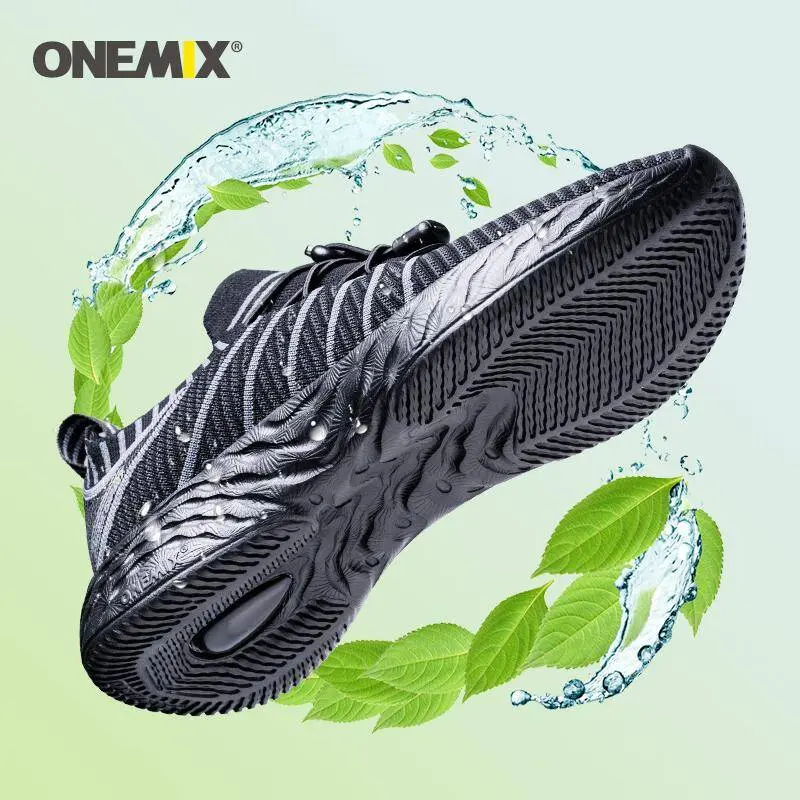 ONEMIX Trail Running Shoes Non-Slip Lightweight Sport Shoes Breathable Durable Hiking Male Athletic Anti-Slippery Men's Sneakers Waterproof Air Cushion Twisting System