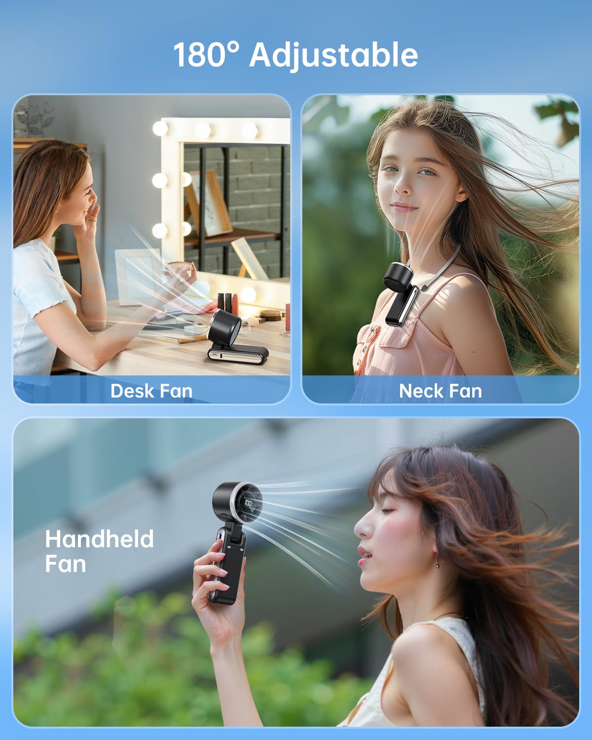 Handheld Portable Turbo Fan,with LED Display, USB Rechargeable Personal Cooler with 5 Speeds, Foldable Portable Fan for Makeup, Office, Outdoor,Travel Handheld Portable Turbo Fan,with LED Display, USB Rechargeable Personal Cooler with 5 Speeds, Foldable Portable Fan for Makeup, Office, Outdoor,Travel