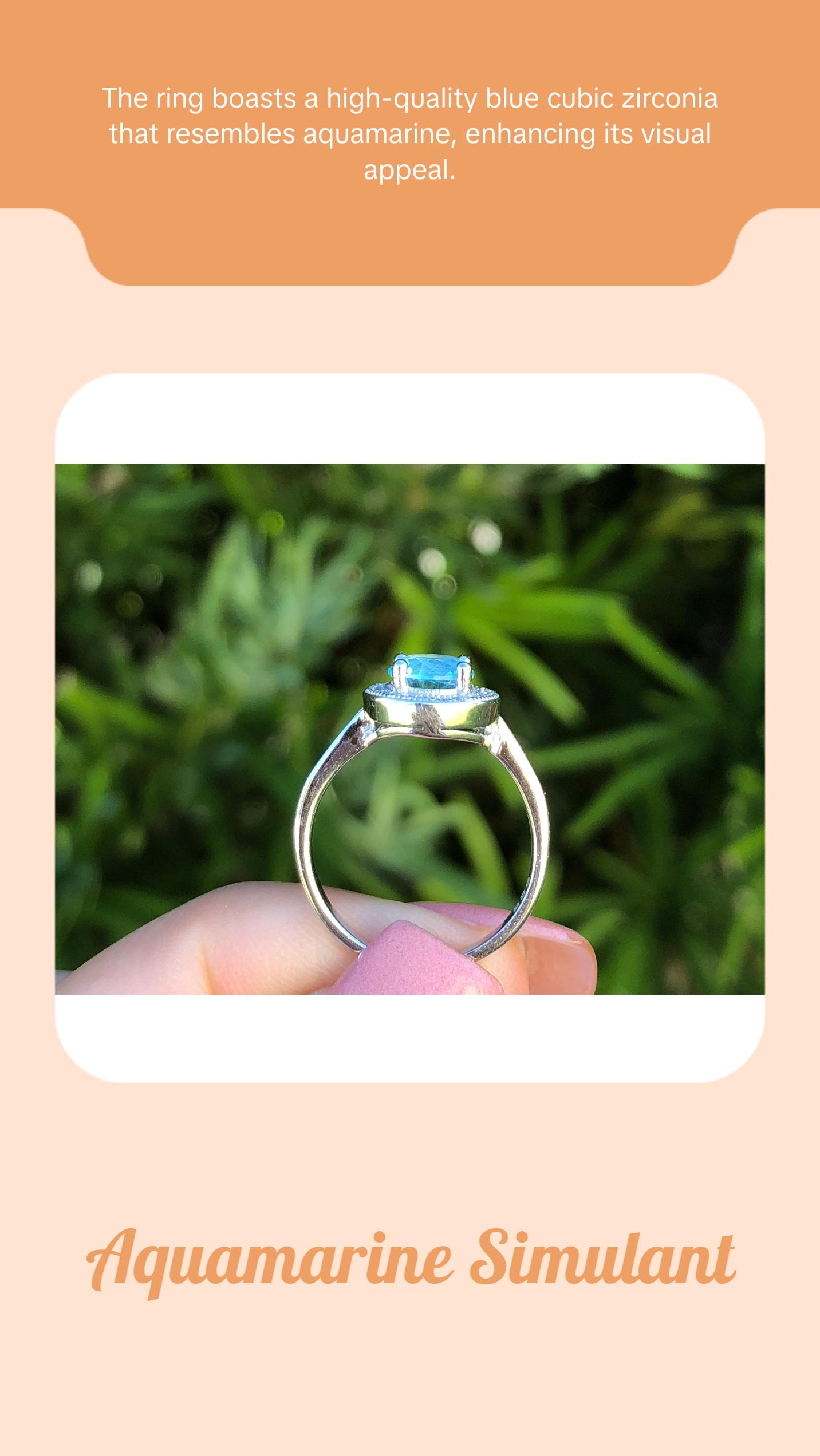 Sterling Silver Halo Aquamarine Ring