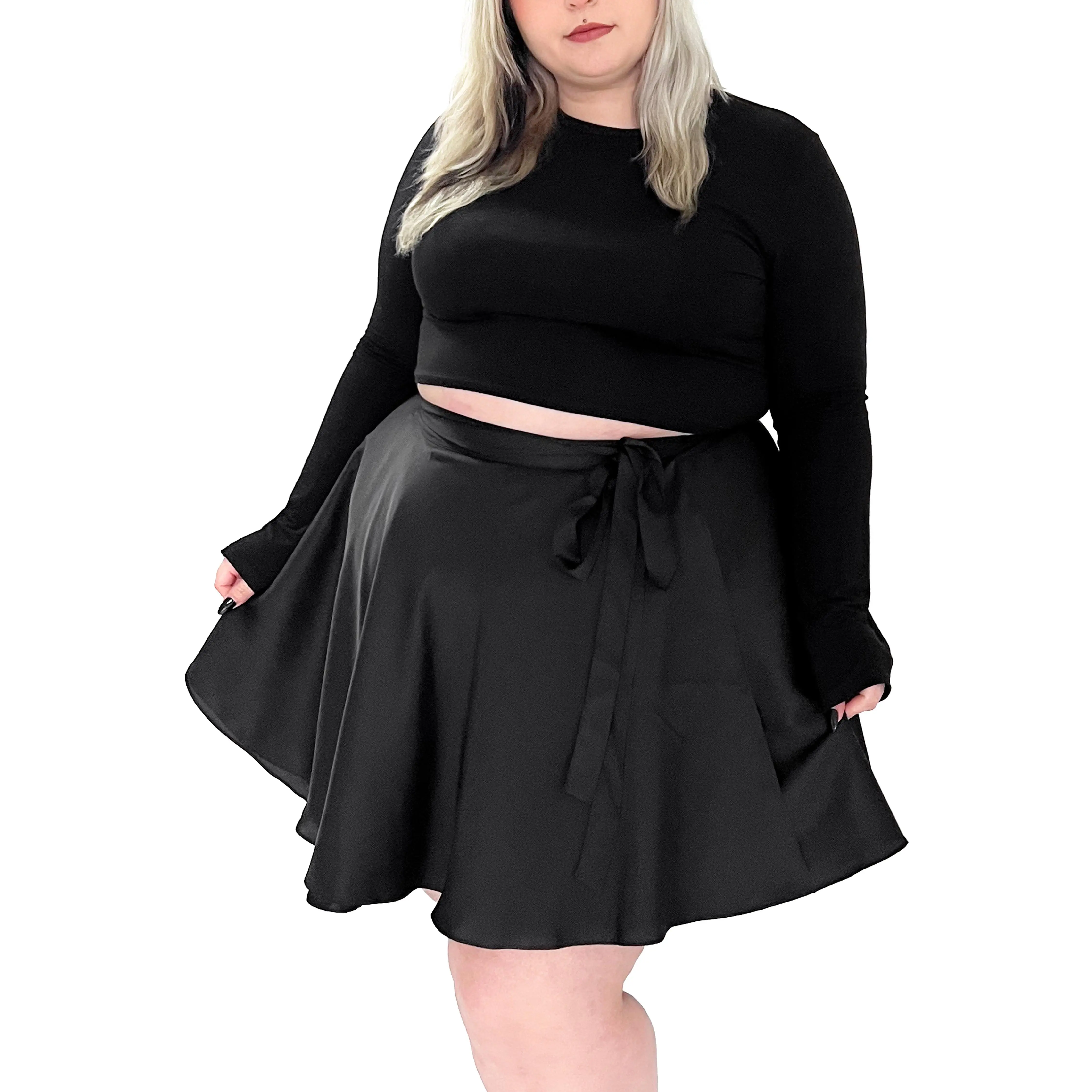 Ballet Wrap Skirt - Black Satin