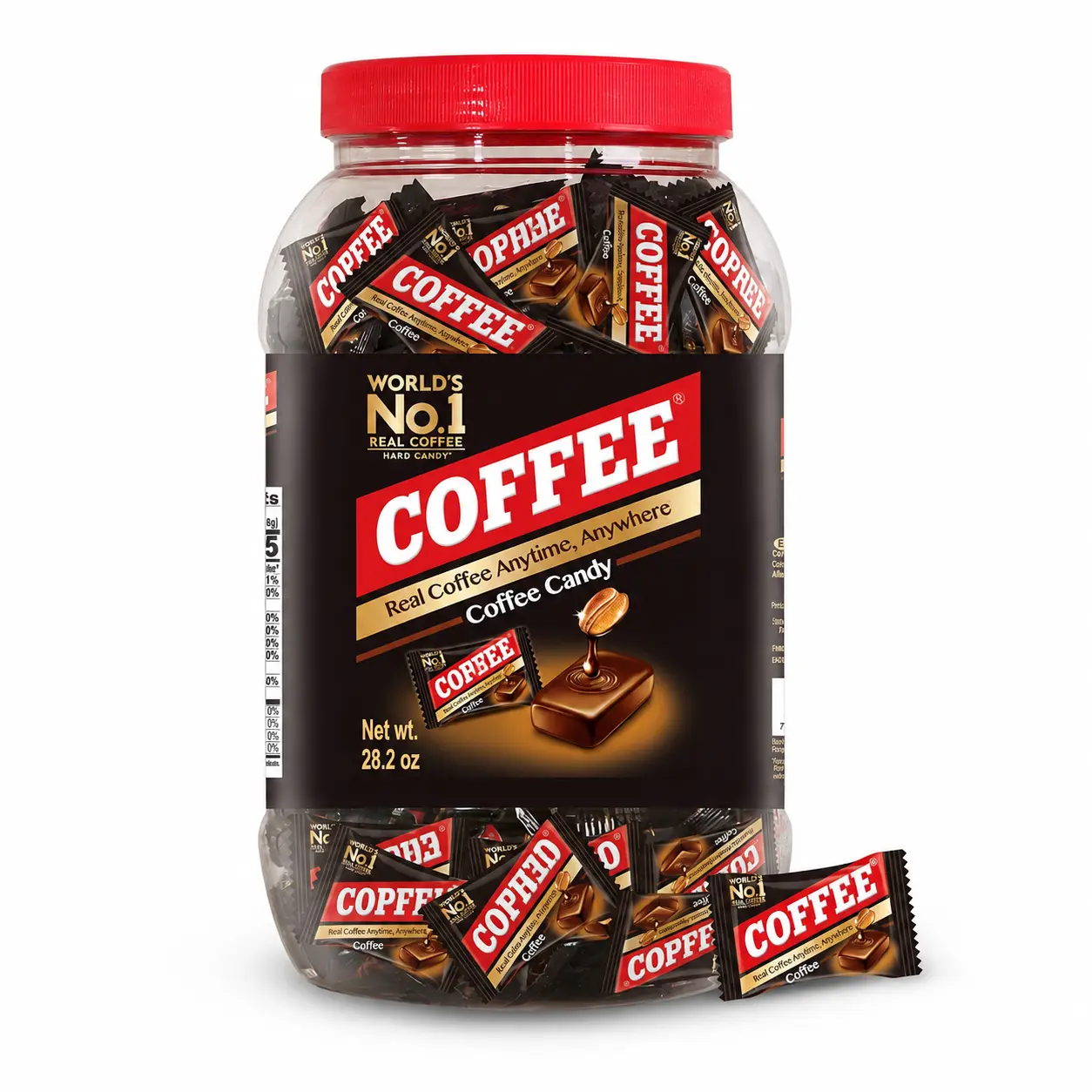 Coffee Hard Candy with Real Coffee Extract, Bold & Rich Coffee-Flavored Candy, Individually Wrapped On-the-Go Treats, 28.2 oz Jar