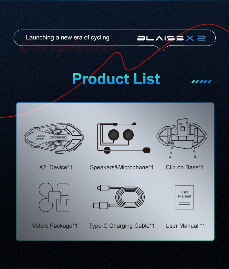 Blaise X2 Motorcycle Bluetooth ,Two-way Communication , Music Sharing,IP56 Waterproof,1000mAh Battery ,Electric Bike, Drity Bike,Noise Reduction , Intercom Headset,Long-distance Riding 1500M,Communication With Fellow Riders,Navigation Prompts