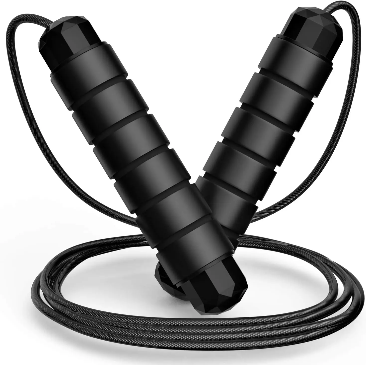 Adjustable Jump Rope for Men and Women, Tangle-Free Steel Cable with Ball Bearings and Foam Grip Handles for Home, Gym and Workout