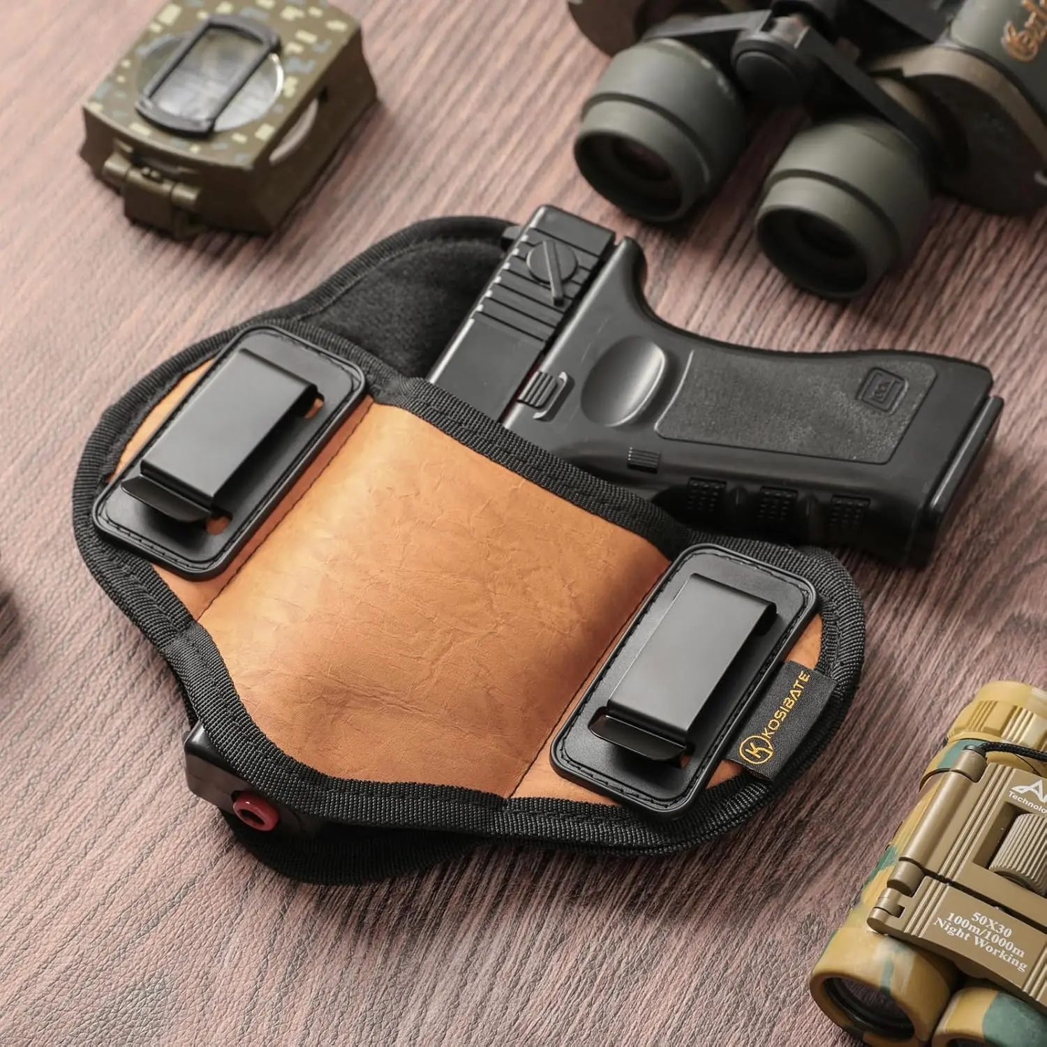 Tactical Pancake Holster, Concealed Carry Gun Holster for Men, Universal IWB Holster for Pistol, Fits Glock 19 17 20 23 | Beretta 92 FS, PX4, XDM, MP with Laser., Tactical Accessories