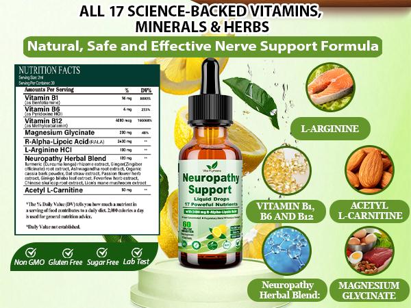 Neuropathy Supplements Liquid Drops, Advance 17-in-1 Stabilized R-Alpha Lipoic Acid (R-ALA) w. Acetyl L-Carnitine Vitamin B-Complex Magnesium, High Potency R-Lipoic Acid for Nerve Antioxidant Energy Neuropathy Supplements Liquid Drops, Advance 17-in-1 Stabilized R-Alpha Lipoic Acid (R-ALA) w. Acetyl L-Carnitine Vitamin B-Complex Magnesium, High Potency R-Lipoic Acid for Nerve Antioxidant Energy