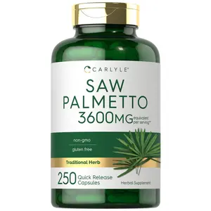 Carlyle Saw Palmetto for Men and Women | 3600 mg | 250 Capsules | Herb Extract Supplement | Serenoa Repens | Non-GMO and Gluten Free