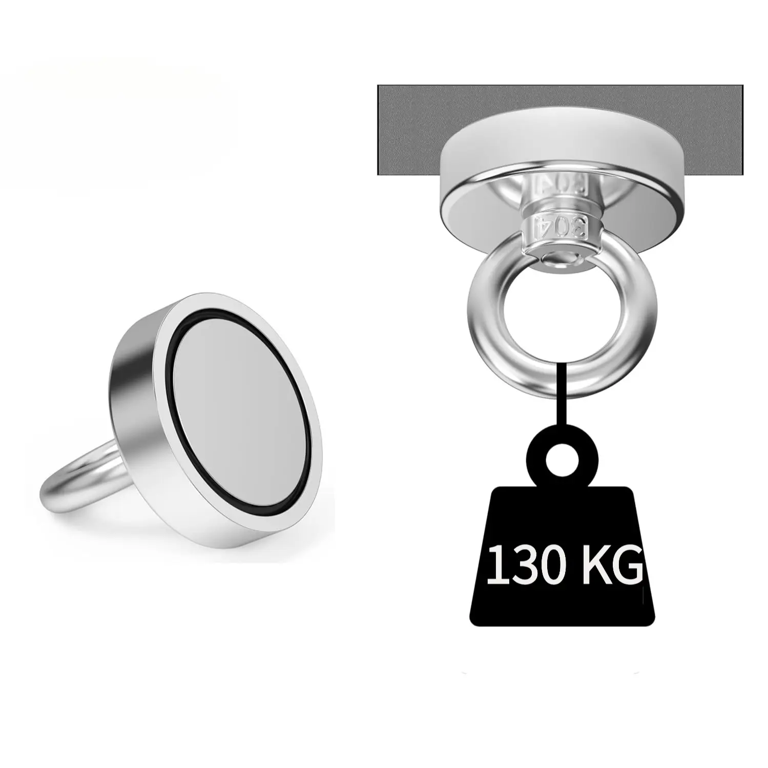 300lbs Heavy-Duty Fishing Strong Magnetic Hook, Strong Magnetic Hold, Single-Sided Suction Cup, 1.89-Inch Diameter, Durable Steel Magnet, Deep Sea & Freshwater Rescue, Gauss Magnets, Magnetic Item