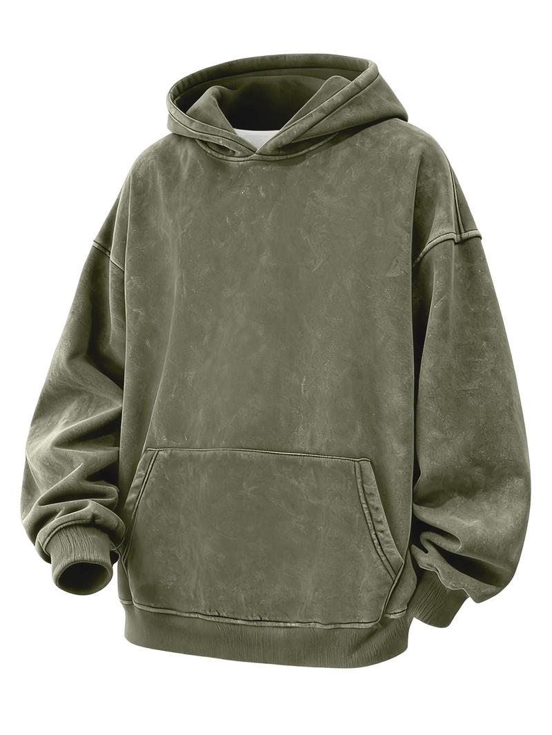 CCCMAI Men's Plain Drop Shoulder Essentials Hoodie Regular Fit Casual Long Sleeve Hooded Sweatshirt for Fall & Winter Loose Fit Unisex Car Long Sleeve Menswear Tops