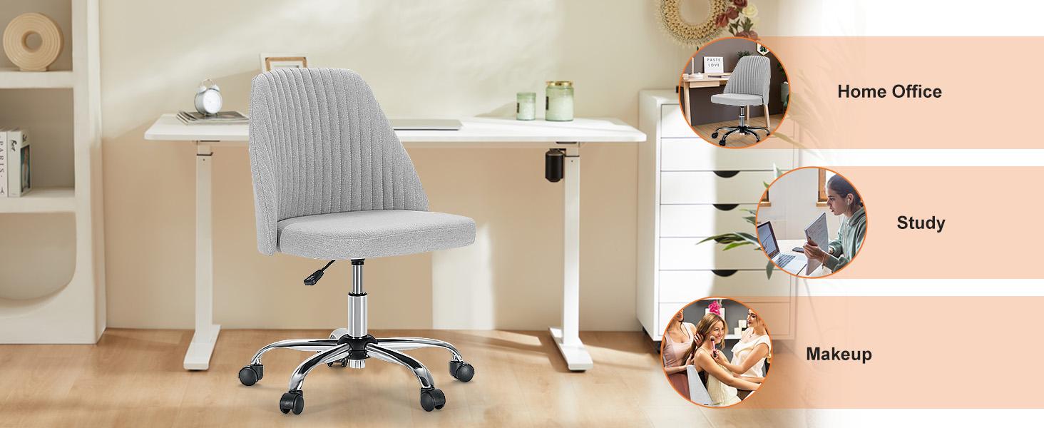 Furnest Furniture Indoor Furniture Armless Desk Chair with Wheels, Modern Design for Small Spaces, Adjustable Swivel Feature