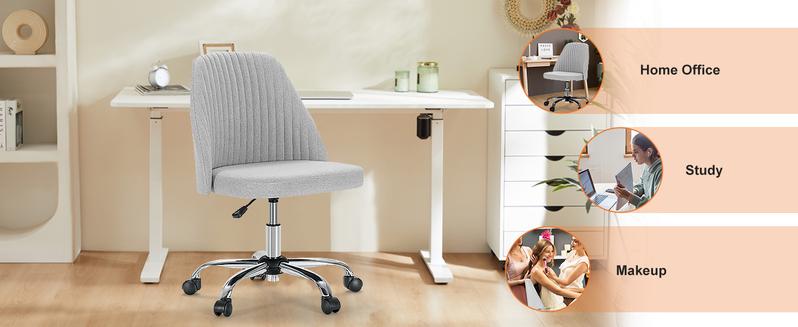 Furnest Furniture Indoor Furniture Armless Desk Chair with Wheels, Modern Design for Small Spaces, Adjustable Swivel Feature