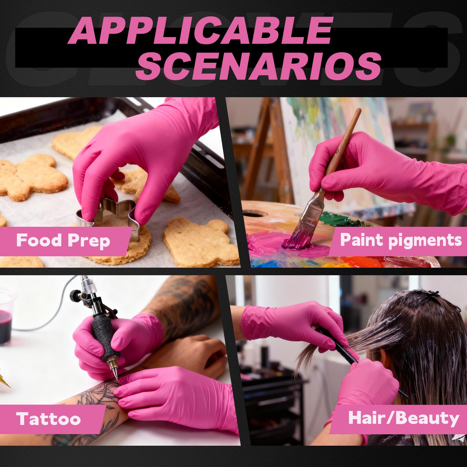 FINITEX Rose Red Nitrile Cleaning Gloves, Disposable Latex&Powder-Free Cook Kitchen Nail HandCare Manicure DIY Art Craft Household Office Essentials Gardening Farming Work,Durable Multi-Purpose Daily Home Decoration Tool,Spring Valentine Holiday Love Gift