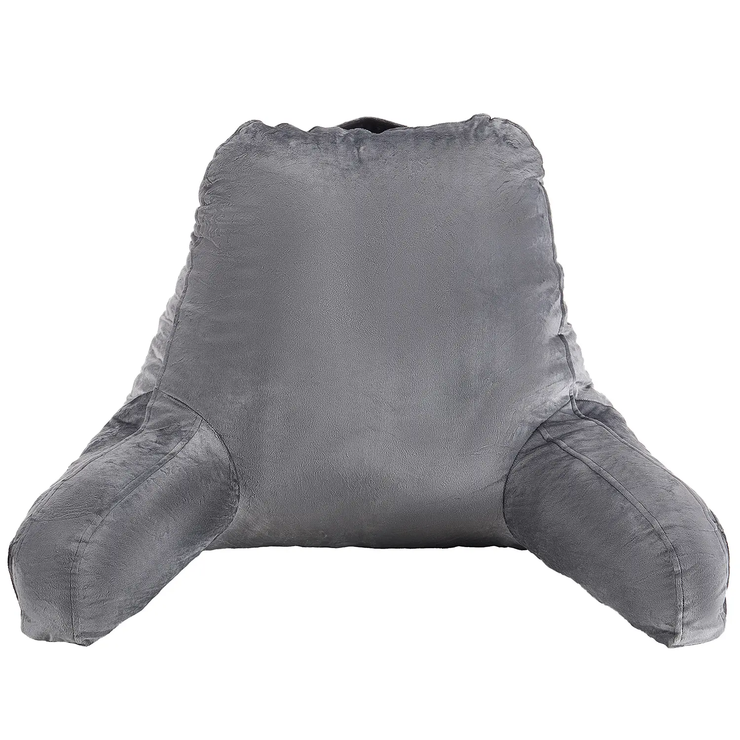 VEVOR Reading Pillow,  Large Size Bed Pillow with Shredded Memory Foam, Back Pillow with 3 Pockets and Washable Short Velvet Cloth, Top with Handle, for Watching TV, Reading, Gaming, Resting, Grey
